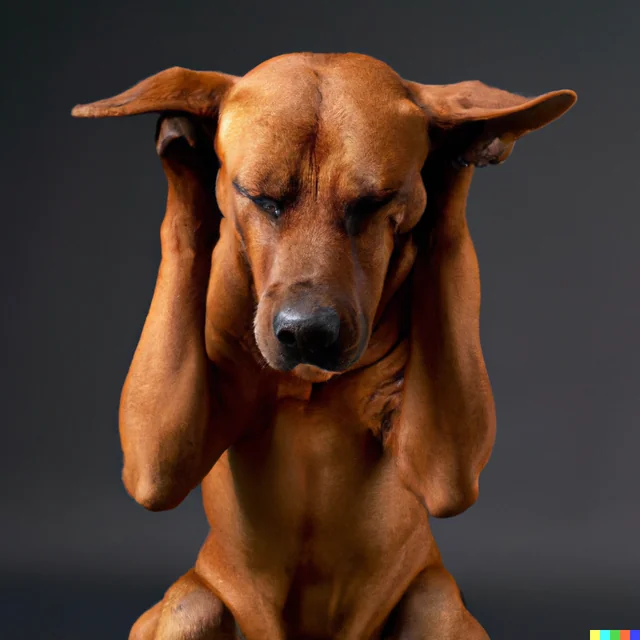 Perro protegiéndose del ruido