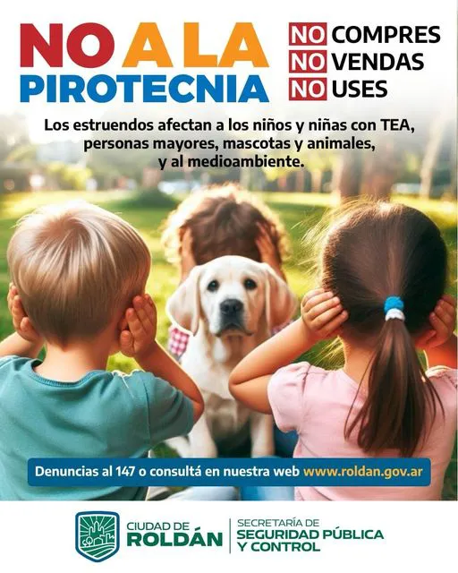Afiche contra el uso de pirotecnia